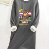 Women's Christmas Dress Sweatshirt Dress Mini Dress Warm Fashion Outdoor Christmas Vacation Crew Neck Print Letter Christmas Hat Loose Fit Gray S M L XL XXL -Tesla Style swpidg1697802807790