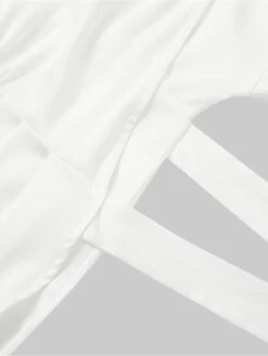 Women's Work Dress Satin Dress White Dress Fashion Midi Dress Lace Up V Neck Long Sleeve Plain Loose Fit White Fall Winter S M L XL XXL -Tesla Style sxzuow1693374228230