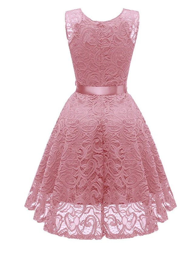Women's Party Dress Vintage Tea Dresses Lace Dress Homecoming Dress Knee Length Dress Pink Wine Navy Blue Sleeveless Pure Color Lace Summer Spring Fall V Neck Vintage Party Wedding Guest Dress 5 Women's Party Dress Vintage Tea Dresses Lace Dress Homecoming Dress Knee Length Dress Pink Wine Navy Blue Sleeveless Pure Color Lace Summer Spring Fall V Neck Vintage Party Wedding Guest Dress - Image 3