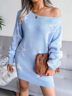 Women's Casual Dress Sweatshirt Dress Winter Dress Mini Dress Ribbed Daily Date Going Out Fashion Modern Boat Neck Long Sleeve 2023 Regular Fit Pink Sky Blue Khaki Color S M L Size -Tesla Style szofkw1694591419258