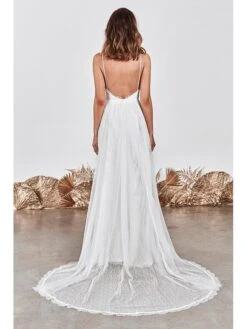 Women's Party Dress Lace Dress Swing Dress White Dress Long Dress Maxi Dress Sleeveless Pure Color Lace Spring Summer Deep V Romantic Party S M L XL -Tesla Style tcobed1683709882807