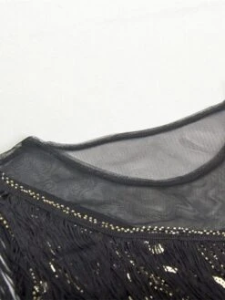 Women‘s Halloween Dress Party Dress Fringe Dress Sequin Dress Midi Dress Green Black Gold Short Sleeve Striped Sequins Spring Fall Crew Neck 1920s Party 2023 Style M L XL XXL 3XL -Tesla Style tcykid1660818766168