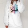 Women's Casual Dress Sweatshirt Dress Winter Dress Letter Feather Print Crew Neck Mini Dress Fashion Streetwear Outdoor Daily Long Sleeve Loose Fit White Blue Orange Fall Winter S M L XL XXL -Tesla Style teccfq1692938287148