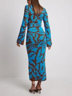 Women's Sweater Dress Winter Dress Jumper Dress Long Dress Maxi Dress Fashion Print Outdoor Daily Holiday Date Crew Neck Long Sleeve Print 2023 Slim Black Blue S M L -Tesla Style teclrd1692938914168