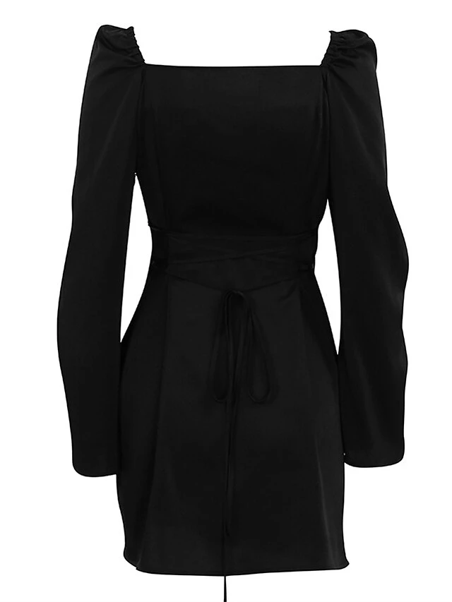 Women's Party Dress Homecoming Dress Cocktail Dress Mini Dress Black Long Sleeve Pure Color Ruched Fall Autumn V Neck Fashion Winter Dress Wedding Guest Birthday Slim 2023 S M L 9 Women's Party Dress Homecoming Dress Cocktail Dress Mini Dress Black Long Sleeve Pure Color Ruched Fall Autumn V Neck Fashion Winter Dress Wedding Guest Birthday Slim 2023 S M L - Image 7