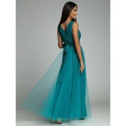 Women‘s Prom Party Dress Wedding Guest Sheath Dress Swing Dress Long Dress Maxi Dress Pink Purple Sleeveless Pure Color Mesh Winter Fall Spring V Neck Fashion Evening Party Slim 2023 S M L XL -Tesla Style theqam1676376845240