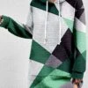 Women's Casual Dress Hoodie Dress Winter Dress Geometric Color Block Pocket Print Hooded Mini Dress Fashion Streetwear Outdoor Daily Long Sleeve Loose Fit Blue Purple Green Fall Winter S M L XL XXL -Tesla Style tianfn1694425795820