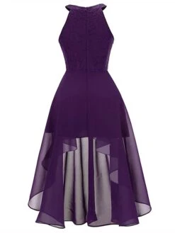 Women‘s Party Dress Wedding Guest Dress Lace Dress Swing Dress Midi Dress Pink Wine Navy Blue Sleeveless Pure Color Lace Fall Spring Autumn Halter Party Party Spring Dress 2023 S M L XL XXL -Tesla Style tmlpri1631860614918