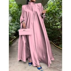 Women's Prom Dress Party Dress Satin Dress Long Dress Maxi Dress Black Yellow Pink Sleeveless Pure Color Ruched Summer Spring Fall Stand Collar Fashion Birthday Evening Party Wedding Guest 2023 M -Tesla Style tphlks1673854318588