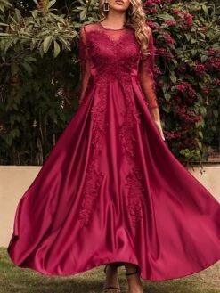 Women's Prom Dress Party Dress Lace Dress Long Dress Maxi Dress Red 3/4 Length Sleeve Pure Color Lace Spring Fall Winter Crew Neck Fashion Party Winter Dress Birthday 2023 S M L XL XXL 19 Women's Prom Dress Party Dress Lace Dress Long Dress Maxi Dress Red 3/4 Length Sleeve Pure Color Lace Spring Fall Winter Crew Neck Fashion Party Winter Dress Birthday 2023 S M L XL XXL -Tesla Style tpnuzn1654751845326