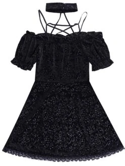 Women's Party Dress Velvet Dress Cocktail Dress Mini Dress Black Short Sleeve Pure Color Lace Spring Fall Winter Halter Neck Fashion Halloween Birthday Wedding Guest 2023 S M L 32 Women's Party Dress Velvet Dress Cocktail Dress Mini Dress Black Short Sleeve Pure Color Lace Spring Fall Winter Halter Neck Fashion Halloween Birthday Wedding Guest 2023 S M L -Tesla Style tqamde1693983158928