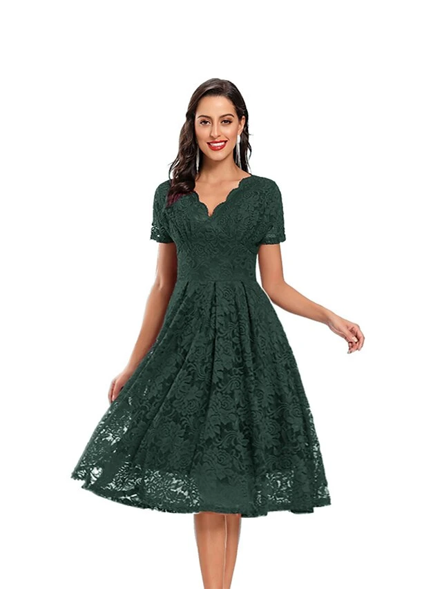 Women's Party Dress Lace Dress Homecoming Dress Midi Dress Black Pink Wine Short Sleeve Pure Color Lace Summer Spring Fall V Neck Fashion Evening Party Wedding Guest Fall Dress 2023 S M L XL 14 Women's Party Dress Lace Dress Homecoming Dress Midi Dress Black Pink Wine Short Sleeve Pure Color Lace Summer Spring Fall V Neck Fashion Evening Party Wedding Guest Fall Dress 2023 S M L XL - Image 12