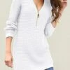 Women's Sweater Dress Jumper Dress Casual Dress Mini Dress Warm Pure Color Outdoor Casual Daily V Neck Long Sleeve Zipper 2023 Loose Fit Black White Red S M L XL XXL 3XL -Tesla Style tsodsp1692339711577