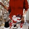 Women's Christmas Dress Sweater Dress Jumper Dress Mini Dress Warm Santa Claus Snowman Outdoor Christmas Casual Daily Turtleneck Long Sleeve 2023 Loose Fit Burgundy Green S M L XL XXL 3XL -Tesla Style tsrsea1697793607479