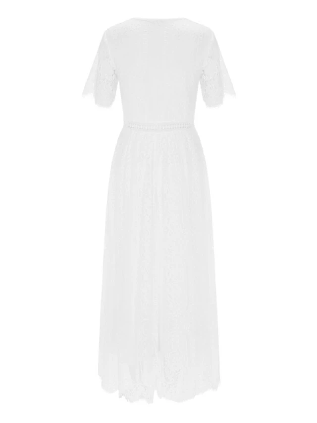 Women's Party Dress Lace Dress Swing Dress Long Dress Maxi Dress Pink White Short Sleeve Pure Color Lace Spring Summer V Neck Modern 2023 S M L XL XXL 9 Women's Party Dress Lace Dress Swing Dress Long Dress Maxi Dress Pink White Short Sleeve Pure Color Lace Spring Summer V Neck Modern 2023 S M L XL XXL - Image 7