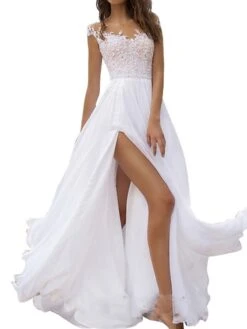 Women's Party Dress Lace Dress Swing Dress Long Dress Maxi Dress White Sleeveless Pure Color Split Winter Fall Spring Off Shoulder Fashion Wedding Party Winter Dress Slim 2023 S M L XL XXL 3XL -Tesla Style tvvjrg1662027991018