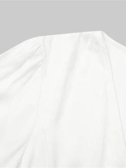 Women's Work Dress Satin Dress White Dress Fashion Midi Dress Drawstring Split V Neck Long Sleeve Plain Loose Fit White Fall Winter S M L XL XXL -Tesla Style twugmg1693363851236