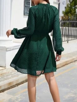 Women's Work Dress Chiffon Dress Black Dress Fashion Mini Dress Lace Up Ruched Crew Neck Long Sleeve Plain Loose Fit Black White Wine Fall Winter S M L XL XXL -Tesla Style txlijj1693373931220