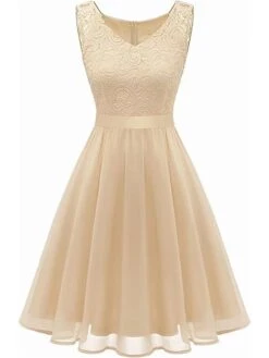 Women's Party Dress Lace Dress Homecoming Dress Midi Dress Pink Wine Khaki Sleeveless Pure Color Lace Summer Spring Fall V Neck Vintage Wedding Guest Birthday Vacation 2023 S M L XL XXL -Tesla Style txlzku1691399761308