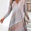 Women's Work Dress Casual Dress Fashion Winter Dress Daily Mini Dress Button Print V Neck Long Sleeve Floral Ombre Regular Fit Pink Blue Gray Fall Winter S M L XL XXL -Tesla Style tyfqas1694670732874