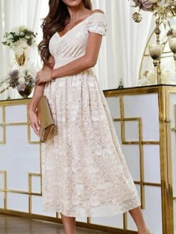 Women‘s Party Dress Lace Dress Cocktail Dress Special Occasion Holiday Wedding Guest Midi Dress Party Stylish V Neck Short Sleeve Lace Backless Loose Fit Beige Flower S M L XL 2XL 9 Women‘s Party Dress Lace Dress Cocktail Dress Special Occasion Holiday Wedding Guest Midi Dress Party Stylish V Neck Short Sleeve Lace Backless Loose Fit Beige Flower S M L XL 2XL -Tesla Style tztjfq1678950822020