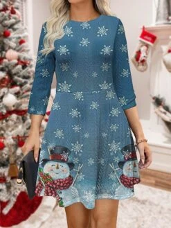 Women‘s Christmas Sweater Dress Jumper Dress Winter Dress Warm Snowman Christmas Tree Snowflake Outdoor Christmas Daily Holiday Crew Neck Long Sleeve 2023 Regular Fit Black Wine Blue S -Tesla Style ubxgrl1695364546097