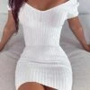 Women‘s Sweater Dress Winter Dress Party Dress Bodycon Sheath Dress Mini Dress White Pink Grey Short Sleeve Pure Color Knit Spring Fall Winter V Neck Fashion Party Slim 2023 S M L XL XXL 3XL 4XL 5XL