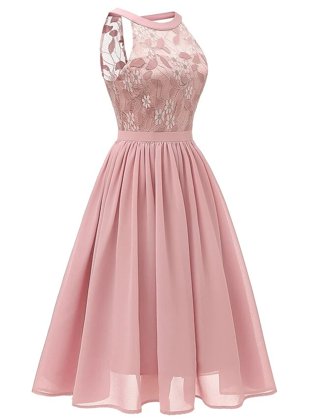 Women‘s Party Dress Homecoming Dress Wedding Guest Lace Dress A Line Dress Midi Dress Pink Wine Navy Blue Sleeveless Pure Color Lace Summer Spring Halter Party Slim 2023 S M L XL XXL 10 Women‘s Party Dress Homecoming Dress Wedding Guest Lace Dress A Line Dress Midi Dress Pink Wine Navy Blue Sleeveless Pure Color Lace Summer Spring Halter Party Slim 2023 S M L XL XXL - Image 8