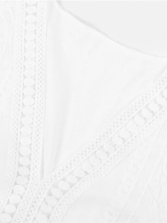 Women's Party Dress Lace Dress Swing Dress Long Dress Maxi Dress Pink White Short Sleeve Pure Color Lace Spring Summer V Neck Modern 2023 S M L XL XXL 16 Women's Party Dress Lace Dress Swing Dress Long Dress Maxi Dress Pink White Short Sleeve Pure Color Lace Spring Summer V Neck Modern 2023 S M L XL XXL - Image 14