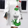 Women's Christmas Dress Sweatshirt Dress Mini Dress Warm Fashion Outdoor Christmas Holiday Crew Neck Pocket Print Print Monster Loose Fit White S M L XL XXL -Tesla Style uhxlbv1697540858504