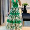 Women's Prom Dress Party Dress Lace Dress Long Dress Maxi Dress White Green Sleeveless Floral Lace Summer Spring Fall V Neck Fashion Evening Party Wedding Guest Vacation 2023 S M L XL -Tesla Style uiphdi1687838093924