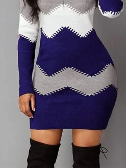 Women‘s Sweater Dress Winter Dress Bodycon Sheath Dress Black Yellow Wine Long Sleeve Color Block Knit Spring Fall Winter Crew Neck Fashion Vacation Fall Dress 2023 S M L XL XXL 3XL 4XL 5XL -Tesla Style ujquqk1672381250441