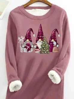 Women's Christmas Dress Sweatshirt Dress Mini Dress Warm Fashion Outdoor Christmas Holiday Crew Neck Print Santa Claus Loose Fit Dark Pink S M L XL XXL -Tesla Style ukajlr1697785350792