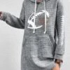 Women's Casual Dress Hoodie Dress Winter Dress Heart Football Pocket Print Hooded Mini Dress Fashion Streetwear Outdoor Daily Long Sleeve Loose Fit Gray Fall Winter S M L XL XXL -Tesla Style umoitl1693567009071