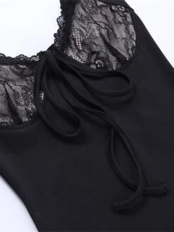 Women's Party Dress Cocktail Dress Bodycon Midi Dress Black White Sleeveless Pure Color Lace Up Spring Fall Winter Spaghetti Strap Fashion Birthday Wedding Guest Vacation 2023 S M L -Tesla Style unpubf1693981088428