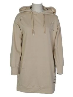 Women's Casual Dress Hoodie Dress Plain Dress Mini Dress Pocket Ripped Outdoor Daily Going Out Active Fashion Hooded Long Sleeve 2023 Loose Fit Pink Khaki Army Green Color S M L XL Size -Tesla Style uofuxg1694487169500