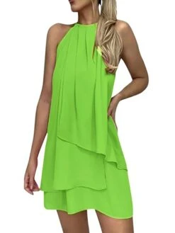 Women's Work Dress Chiffon Dress Black Dress Fashion Mini Dress Layered Crew Neck Sleeveless Plain Regular Fit Black White Pink Summer Spring S M L XL XXL -Tesla Style upbegc1690441665556