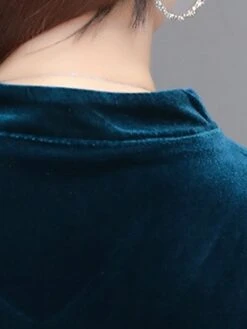 Women‘s Party Dress Wedding Guest Dress Velvet Dress Work Dress Midi Dress Black Wine Royal Blue Long Sleeve Pure Color Ruched Winter Fall Spring V Neck Fashion Spring Dress 2023 M L XL 2XL 3XL 4XL -Tesla Style upiyvj1671789632180