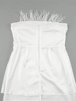 Women‘s Prom Dress Party Dress Homecoming Dress Feather Dress Midi Dress White Sleeveless Pure Color Backless Fall Winter Autumn Strapless Fashion Winter Dress Wedding Guest Birthday Slim 2023 -Tesla Style uqoaeh1693212582371