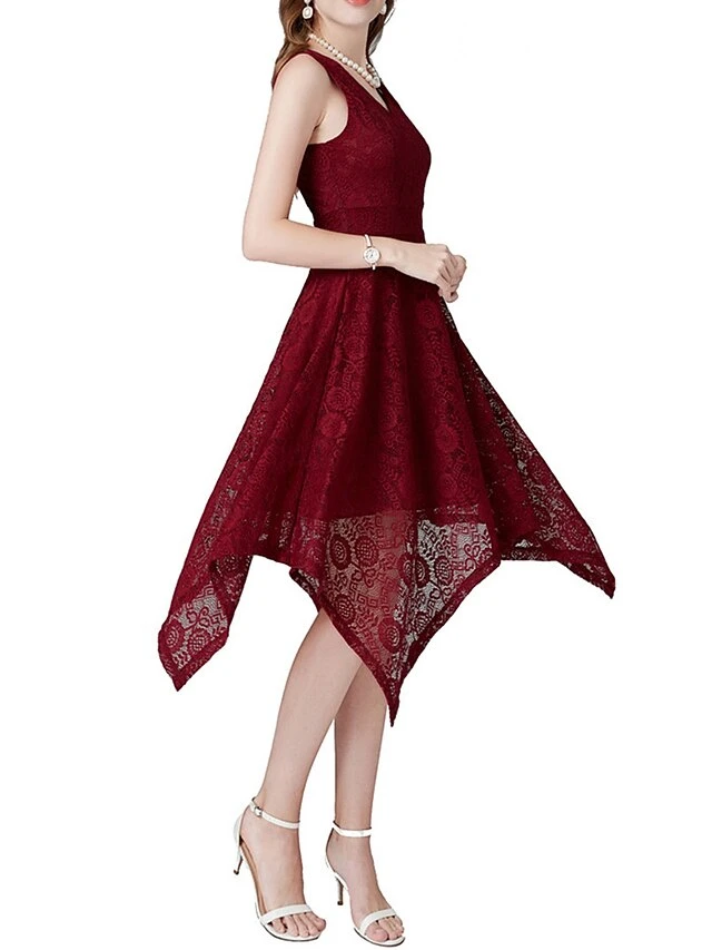 Women's Party Dress Lace Dress Cocktail Dress Midi Dress Black Pink Wine Sleeveless Pure Color Lace Spring Fall Winter V Neck Fashion Winter Dress Wedding Guest Vacation 2023 S M L XL XXL 4 Women's Party Dress Lace Dress Cocktail Dress Midi Dress Black Pink Wine Sleeveless Pure Color Lace Spring Fall Winter V Neck Fashion Winter Dress Wedding Guest Vacation 2023 S M L XL XXL - Image 2