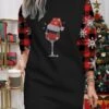 Women's Christmas Casual Dress Sweatshirt Dress Mini Dress Warm Fashion OutdoorVacation Crew Neck Printhat Loose Fit Black Wine Red S M L XL XXL -Tesla Style urowqp1695365294598