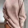 Women‘s Sweater Dress Winter Dress Casual Dress Mini Dress Pink Wine Light Grey Long Sleeve Print Knit Fall Winter Autumn Turtleneck Stylish Winter Dress Fall Dress Loose Fit 2023 S M L XL 2XL 3XL