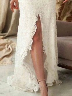 Women‘s Party Dress Wedding Guest Dress Lace Dress Sheath Dress Long Dress Maxi Dress White Sleeveless Pure Color Lace Spring Summer Crew Neck Fashion Party Spring Dress Slim 2023 S M L XL -Tesla Style usxfgg1657089349847