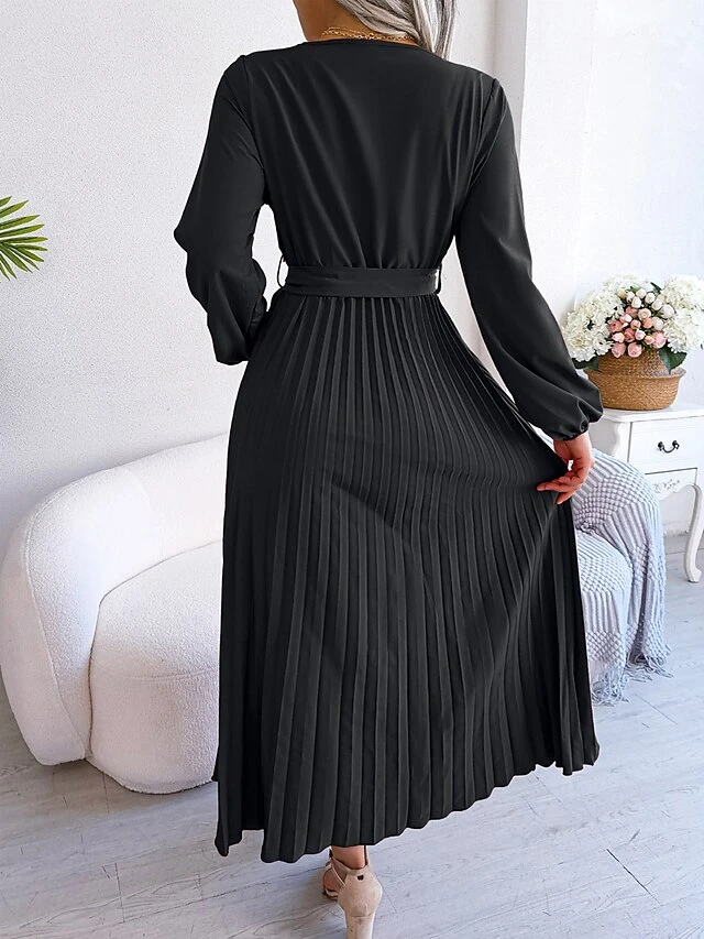 Women's Prom Dress Party Dress Sheath Dress Long Dress Maxi Dress Black Red Royal Blue Long Sleeve Pure Color Lace Up Fall Winter Autumn V Neck Fashion Evening Party Vacation 2023 S M L XL 13 Women's Prom Dress Party Dress Sheath Dress Long Dress Maxi Dress Black Red Royal Blue Long Sleeve Pure Color Lace Up Fall Winter Autumn V Neck Fashion Evening Party Vacation 2023 S M L XL - Image 11