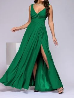 Women‘s Prom Party Dress Swing Dress Long Dress Maxi Dress Black Wine Red Sleeveless Pure Color Backless Winter Fall Spring V Neck Fashion Evening Party 2023 S M L XL XXL -Tesla Style uujmda1671444697643