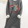 Women's Christmas Dress Sweatshirt Dress Mini Dress Warm Fashion Outdoor Christmas Vacation Crew Neck Print Letter Loose Fit Gray S M L XL XXL -Tesla Style uuxcja1697802621855