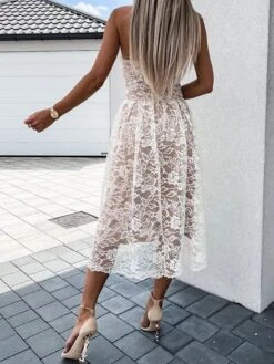 Women's Party Dress Lace Dress Homecoming Dress Mini Dress Black White Sleeveless Pure Color Backless Summer Spring Strapless Stylish Vacation Spring Dress 2023 S M L XL -Tesla Style uvltta1655262364244