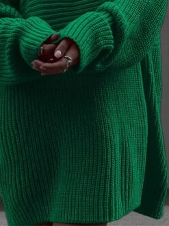 Women‘s Christmas Sweater Dress Jumper Dress Winter Dress Fashion Outdoor Christmas Street Daily Turtleneck Long Sleeve Patchwork 2023 Loose Fit Green S M L -Tesla Style uwisky1693912642874