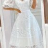 Women's Party Dress Lace Dress A Line Dress Long Dress Maxi Dress White Half Sleeve Pure Color Lace Spring Fall Autumn Off Shoulder Modern 2023 S M L XL XXL -Tesla Style uwphnb1646129725764