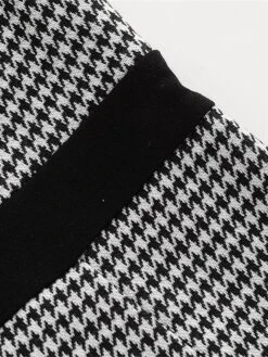 Women's Work Dress Sheath Dress Semi Formal Dress Fashion Midi Dress Button Pocket Crew Neck 3/4 Length Sleeve Houndstooth Regular Fit Black Fall Winter S M L XL -Tesla Style uwtnju1692603088727